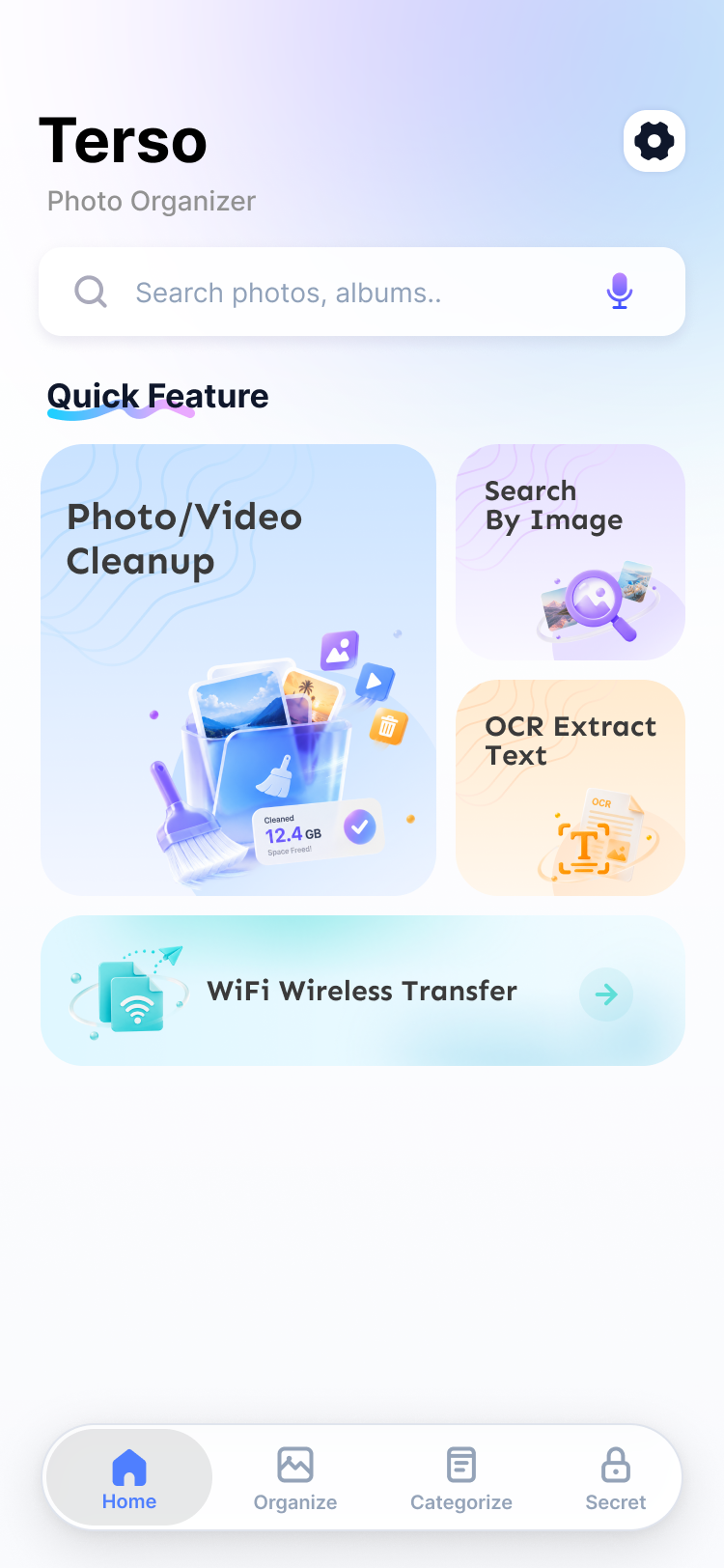Terso Photo Organizer app home screen